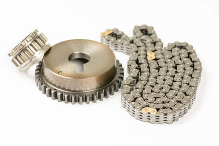 Car engine timing chain set isolatedの写真素材