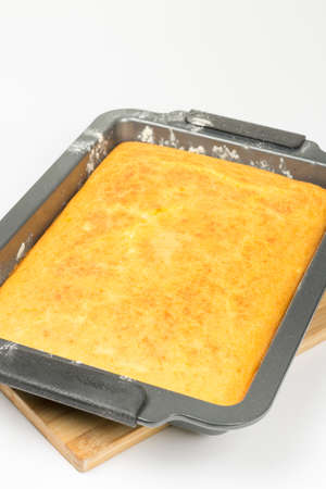 Cornbread mixture ready for oven