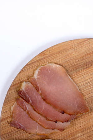 Flat lay smoked sirloin on the wooden boardの写真素材