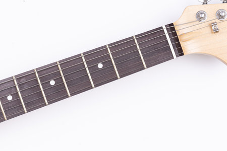 Electric Guitar with red and white colors isolated above white background