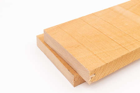 Beech boards above white background with copy space.