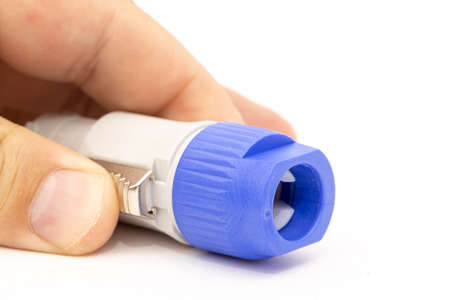 Plastic input Speakon for large speakers isolated above white background.