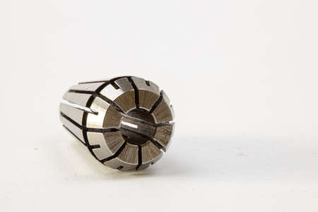 CNC ER collet isolated above white background with copy space.の写真素材