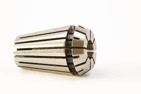 CNC ER collet isolated above white background with copy spaceの写真素材