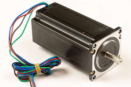 CNC microsteping stepper motor isolated above white background.の写真素材