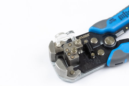 Belgrade - 18. April 2021. - Unior Crimp Cable pliers isolated above white background.のeditorial素材