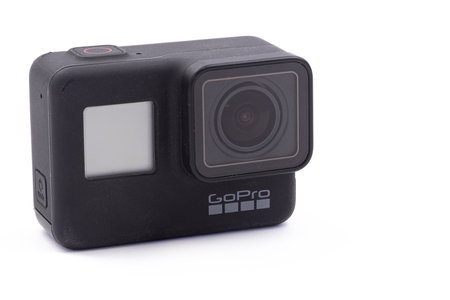Belgrade - 18. July 2022. - Gopro 7 action camera isolated above white background.のeditorial素材