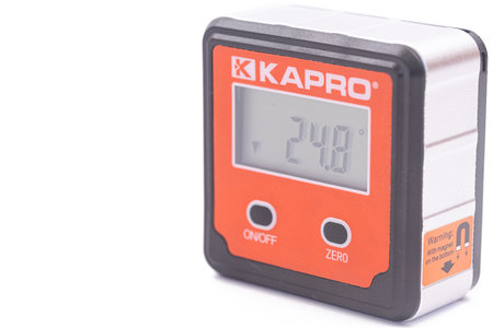 Belgrade - 18. July 2022. - Kapro digital angle level isolated above white background.のeditorial素材