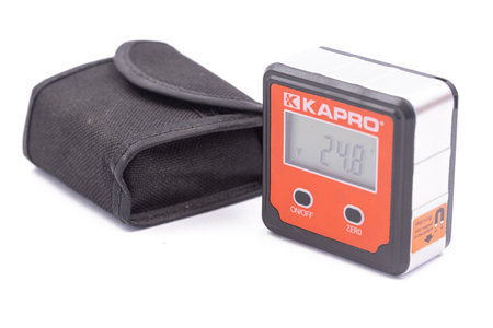Belgrade - 18. July 2022. - Kapro digital angle level isolated above white background.のeditorial素材