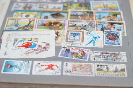the album sheet for stamps with stamps