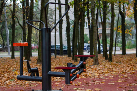 outdoor gym empty during covid pandemic.