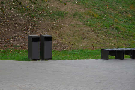 trash bin in the park.の写真素材