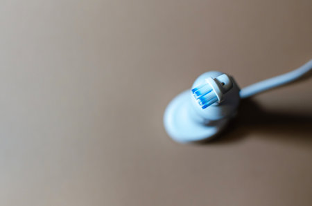 Electric toothbrush, top view, close-up. Charger. Rechargeableの写真素材