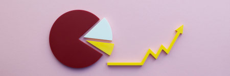 Economic recovery after the crisis. Economic growth concept, histogram of the economy with an upward arrow.の写真素材