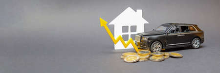 Population income growth, savings increase. Excess cash. The concept of improving living standards.の写真素材