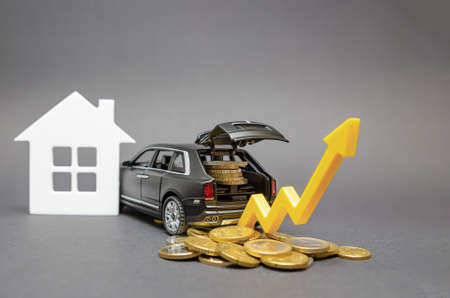 Population income growth, savings increase. Excess cash. The concept of improving living standards.の写真素材