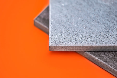Samples of natural stone for kitchen countertops and floor tiles. Stone samples for countertops on...
