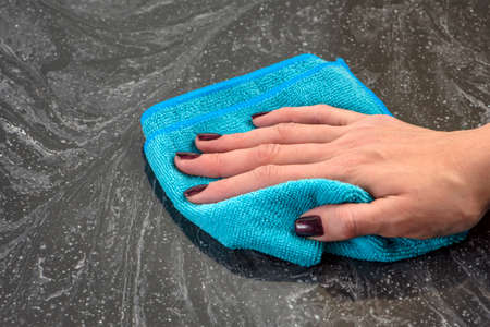 Cleaning the countertop. Caring for countertops in the kitchen or bathroom. Cleaning stone, marble...