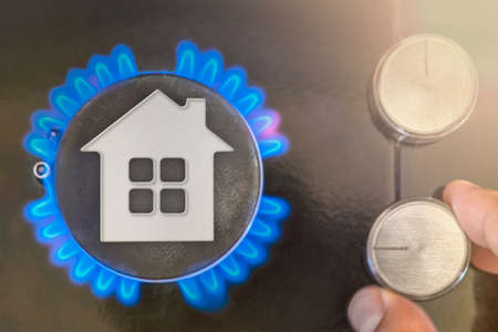 Heating season. The use of gas as heating at home in winter, the cold season. The concept, the model...