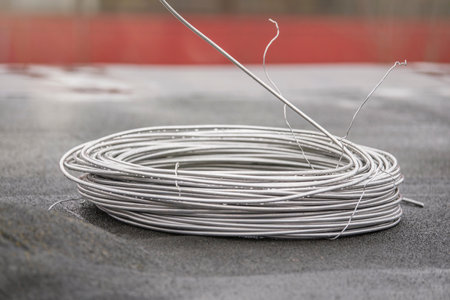Thick aluminum wire for grounding buildings. Grounding wire to protect the building structure from...
