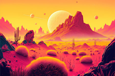 Orange and pink alien landscapeの素材