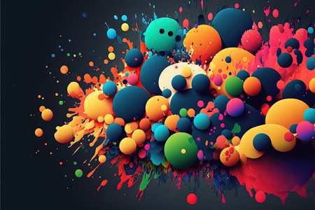 3d render of colorful splashes of paint. Abstract background.の写真素材