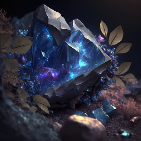 Sapphire on a dark background. ai generated illustration. Macrosの素材