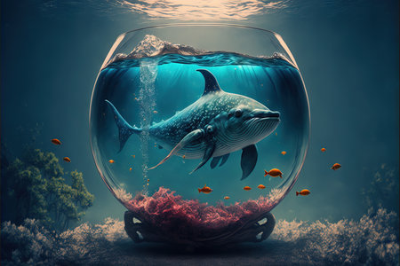 Whale shark in a fishbowlの素材