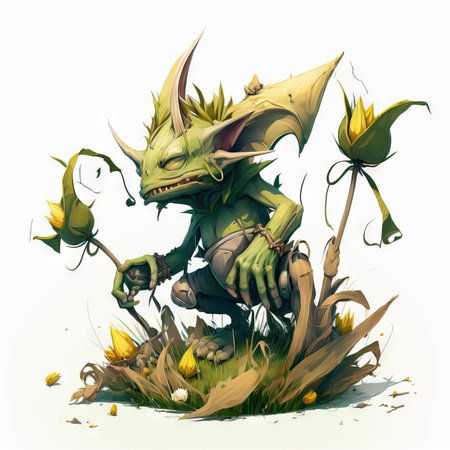 Fantasy RPG banana goblin drawing, white backgroundの素材