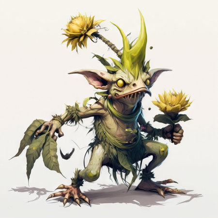 Fantasy RPG banana goblin drawing, white backgroundの素材