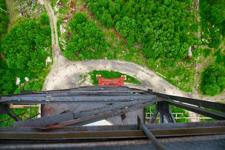 View on earth from the chimney trunk. の写真素材