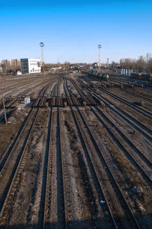 Marshaling railroad station with arrows