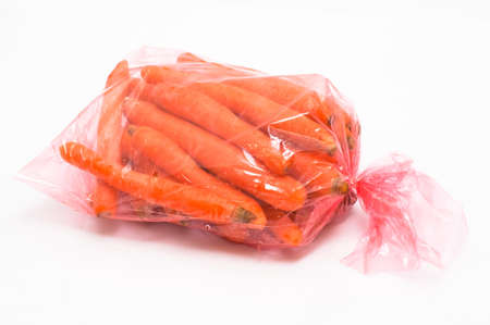 Carrot in plastic bagの写真素材