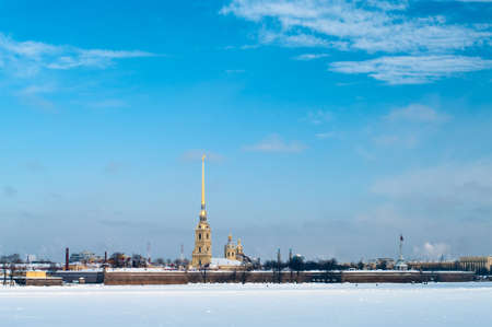 Paul and Peter fortress in Saint Petersburg, Russia. View from Neva river. の写真素材