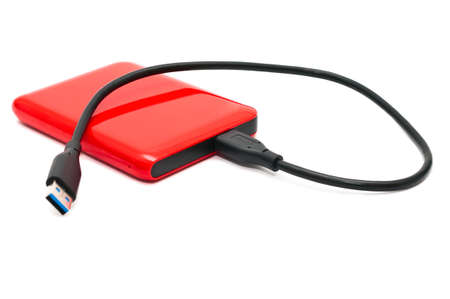 Hard drive. Red files storageの写真素材