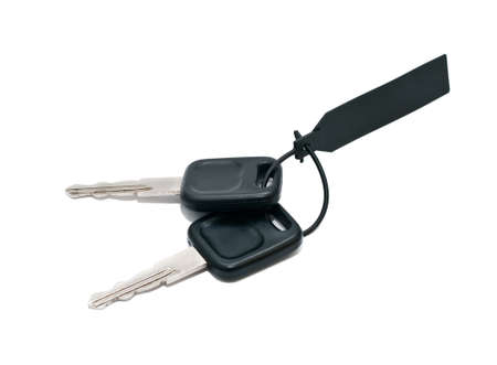 Bunch of car keys isolated on white backgroundの写真素材