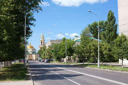Lipetsk city, Russia - June 18, 2011 - Ð¡athedral church of the Nativity and Lenina streetのeditorial素材