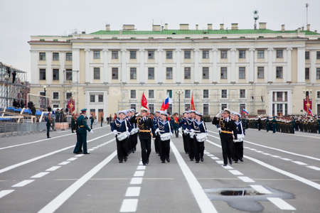 Saint-Petersburg, Russia - May 5 - Parade rehearsal before celebration of 66th Anniversary of Victory Day on Palace Square のeditorial素材