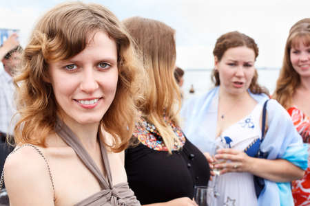 Group of young girls communicating togetherの写真素材