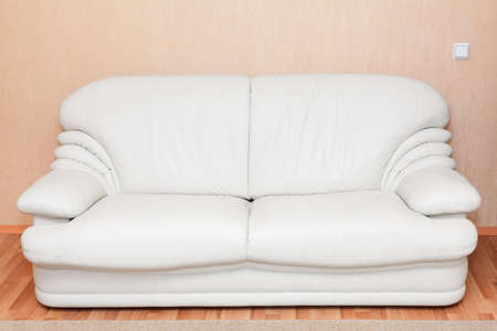 White leather couch in the room interior. Nobodyの写真素材