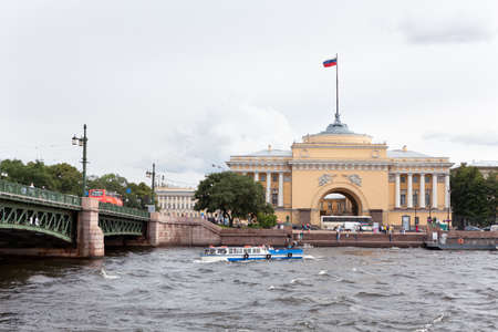 SAINT-PETERSBURG, RUSSIA - CIRCA JULY 2012: Admiralty Board and Palace bridge from Neva river on circa July 2012, Saint-Petersburg, Russiaのeditorial素材