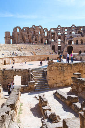 EL DJEM, TUNISIA - CIRCA MAY, 2012: Tunisian amphitheater in El Djem, Tunisiaのeditorial素材