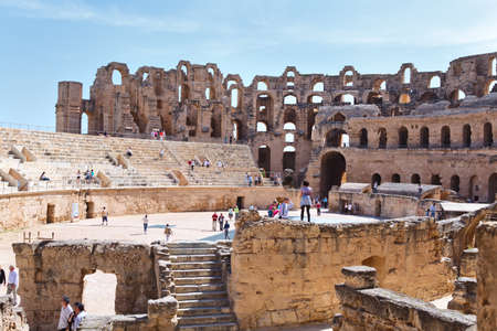EL DJEM, TUNISIA - CIRCA MAY, 2012: Tunisian amphitheater in El Djem, Tunisiaのeditorial素材