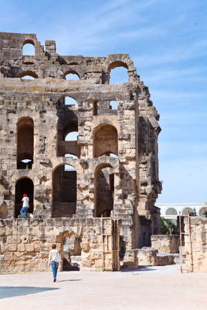 EL DJEM, TUNISIA - CIRCA MAY, 2012: Tunisian amphitheater in El Djem, Tunisiaのeditorial素材