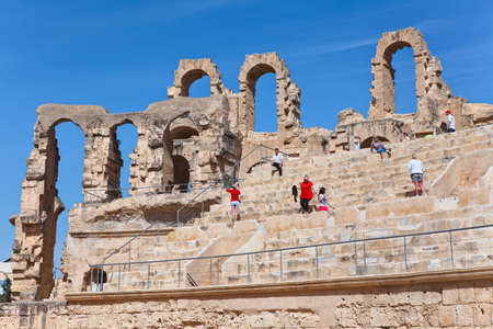 EL DJEM, TUNISIA - CIRCA MAY, 2012: Tunisian amphitheater in El Djem, Tunisiaのeditorial素材