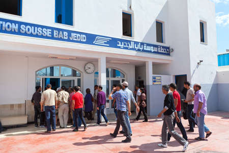 SOUSSE, TUNISIA - CIRCA MAY, 2012: City dwellers coming from the train at the railway station in the town, on circa May, 2012 in Sousse, Tunisia.のeditorial素材