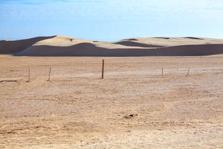 Deserted area in Sahara desert with dunes on backgroundの写真素材