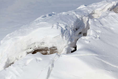 A crack in the ice on the lakeの写真素材
