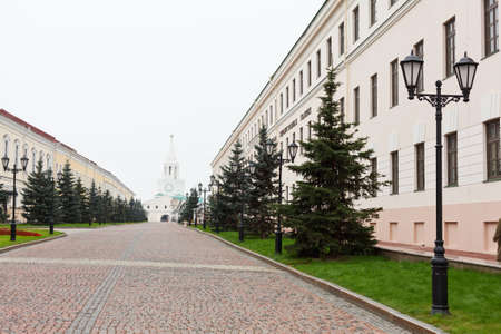 KAZAN CITY, RUSSIA - SEPTEMBER 25: The territory of the Kazan Kremlin-an architectural monument on September 25, 2011 in Kazan city, Russia.のeditorial素材