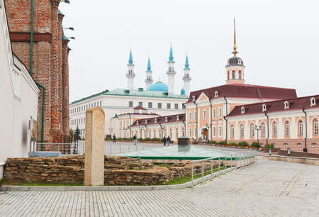 KAZAN CITY, RUSSIA - SEPTEMBER 25: The main building of the Artillery court and monument on September 25, 2011 in Kazan city, Russia.のeditorial素材
